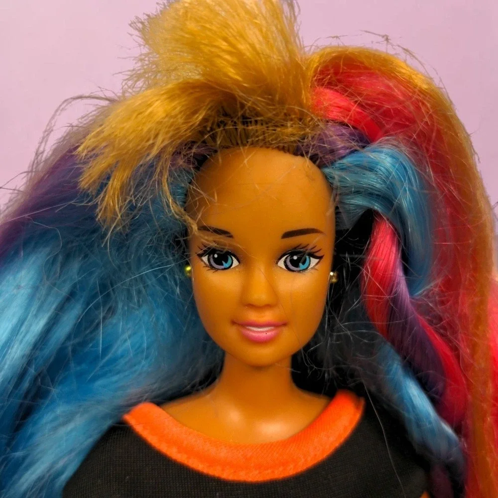 VTG 1991 Mattel Totally Hair Barbie Doll Multi-Color Neon Long Hair 90s Toy